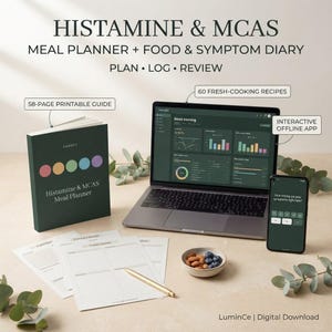 Histamine & MCAS Meal Planner: 60 Recipes, Symptom Diary, Week Planner, Grocery List (Works Offline)