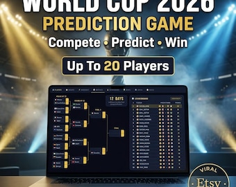 Gioco di pronostici per la Coppa del Mondo 2026 / Tracker interattivo del campionato / 48 squadre / Fino a 20 giocatori / Nessuna app necessaria / Download immediato