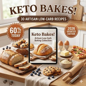 Recetario de repostería keto / 30 recetas bajas en carbohidratos (descarga inmediata)