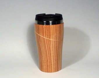 American Chestnut With Maple Highlight Wooden Travel Mug With Stainless Steel Interior