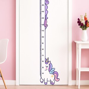 Autocollant Toise Croissance – Licorne, Dinosaure, Girafe | Décor Chambre Enfant et Maternelle