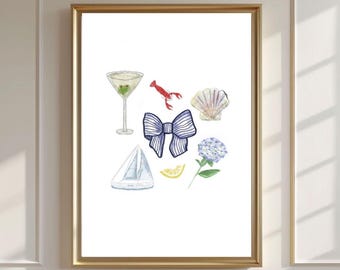 Cape Cod Printable Wall Art – Coastal Digital Download – Nautical Beach House Decor – East Coast Travel Print – Ocean-Inspired Artwork