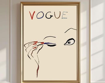 Vogue Minimalist Line Art Fashion Illustration – Makeup Eye Design, Modern Wall Art Print