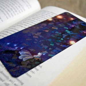 Kitsune Casts Foxfire in Dark Forest, Fox Japanese Folklore, Holographic Bookmark Book Accessory