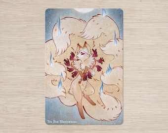 Celestial Kitsune Ascends to the Stars, Fox Japanese Folklore, Postcard Stationery Gift