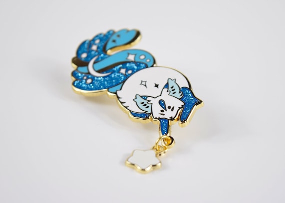 Enamel Pin: Celestial Fox Catching Falling Star, Loaf Tarot Accessory