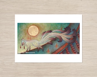 The Messenger / Fox Kitsune Spirit Yokai / Japanese Style / 5x7 Fine Art Print