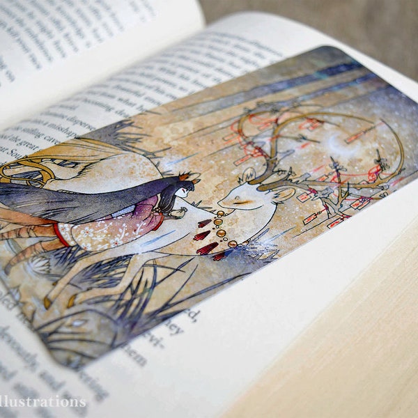 Holographic Bookmark: Kitsune Bargain with the Wish Spirit, Japanese Folklore, Page Marker