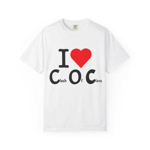 Camiseta unisex teñida con prenda I Love COC Clash of Clans, camiseta de Clash of Clans, camiseta de jugador.
