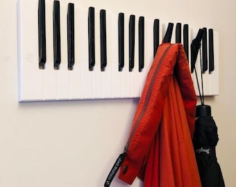 Wooden Coat Rack, Key Wall Mounted Coat Rack, Wall Hook Rack, Flip Down Magnetic Hooks Piano Coat Rack Handmade Wooden Hook Rail for Hallway