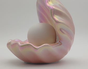 Ceramic pearl shell night light,desktop decoration and jewelry stand|unique and stylish|perfect holiday gift,multifunctional home decoration