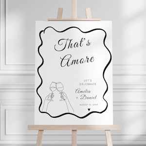 That&#39;s Amore Engagement Party Welcome Sign, Hand Drawn Italian Decor, Custom Whimsical Editable Template for Italian Theme, The Night Before