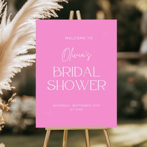 Bridal Shower Minimalist Templates, Shower Decor, Bridal Shower Welcome Sign, Pink Bridal Shower Sign, Printable Custom Bridal Shower Sign