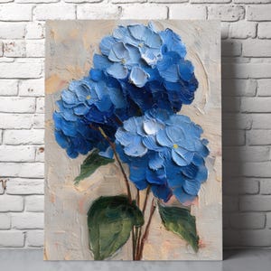 Blue Hydrangea Print, Coastal Grandaughter Room Decor, Botranic Wall Art, Blue Floral Wall Art, Blue Hydrangeas Printable Wall Art, Digital