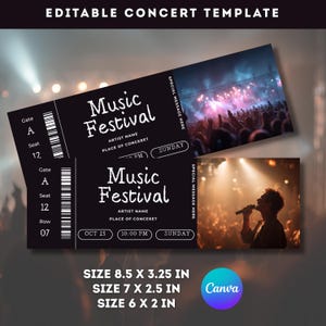 Personalized Concert Ticket Canva Template, Editable Event Ticket, DIY Concert Ticket, Custom Event Ticket, Editable Event Ticket Template