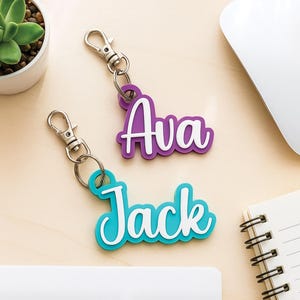 Personalized Name Tag Keychain,Personal Name Tag Backpack Keychain,Custom Backpack Keychain for Kids,Custom Name Keychain for Kids