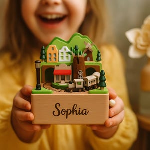 Personalized  Kids Train Wooden Music Box,Personalized Train Music Box,Baby Shower Gift Idea,Baby Keepsake,Engraved Music Box,Christening