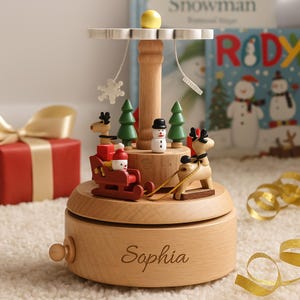 Personalized Christmas Music Box,Custom Name Music Box,Handmade Wooden Keepsake,Christmas Gift Idea,Gift for Kids,Custom Engraved Gift