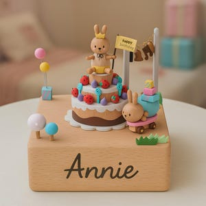 4 Options Personalized Birthday Cake Wooden Music Box,Personalized Birthday Music Box ,Baby Shower Gift Idea,Baby Keepsake,Christening