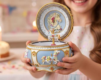 Joyero musical giratorio personalizado, joyero musical personalizado, regalo grabado para ella, elegante organizador de joyas musicales, regalo romántico