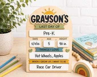 Personalized First Day of School Board, Custom Homeschool Milestone Sign, Reusable Last Day Photo Prop for Kids