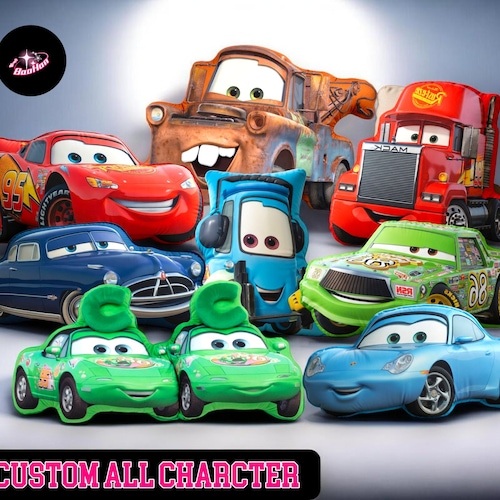 Oreiller Lightning Cars, Oreiller personnalisé personnage Cars, Oreiller avec nom personnalisé pour voiture, Coussin voiture de course pour enfants, Oreiller en peluche inspiré du film Cars