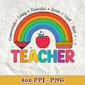 Retro Teacher Rainbow PNG, Pencil Apple Clipart (300 DPI) product logo