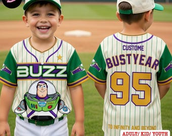 Custom Buzz Lightyear Baseball Jersey, Personalized Toy Story Space Ranger Shirt, Infinity and Beyond Spirit Jersey, Disney Family Vacation