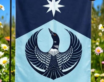 Minnesota Loon Flag – New State Symbol House Banner, Minimalist Blue Design, Double Sided Garden Flag, Northern Pride Outdoor Decor