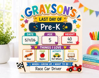Personalized School Sign, Reusable First and Last Day Board, Custom Photo Prop for Back to School Memories