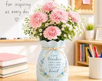 Custom Teacher Appreciation Vase, Personalized Floral Decor Gift, Thank You Keepsake for Educators and Mentors