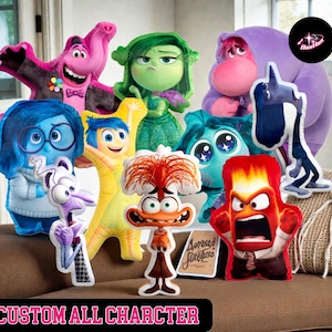 Inside Out  Custom Shaped Pillow, Anxiety Joy Sadness Anger Cushion, Inside Out Movie Room Decor, Kids Mental Health Gift