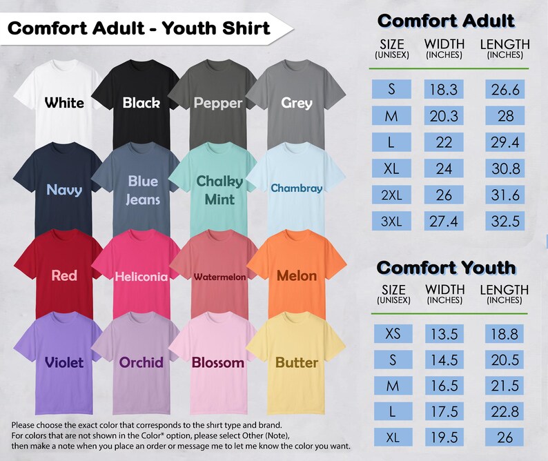 a chart showing the different types of t - shirts for men and women