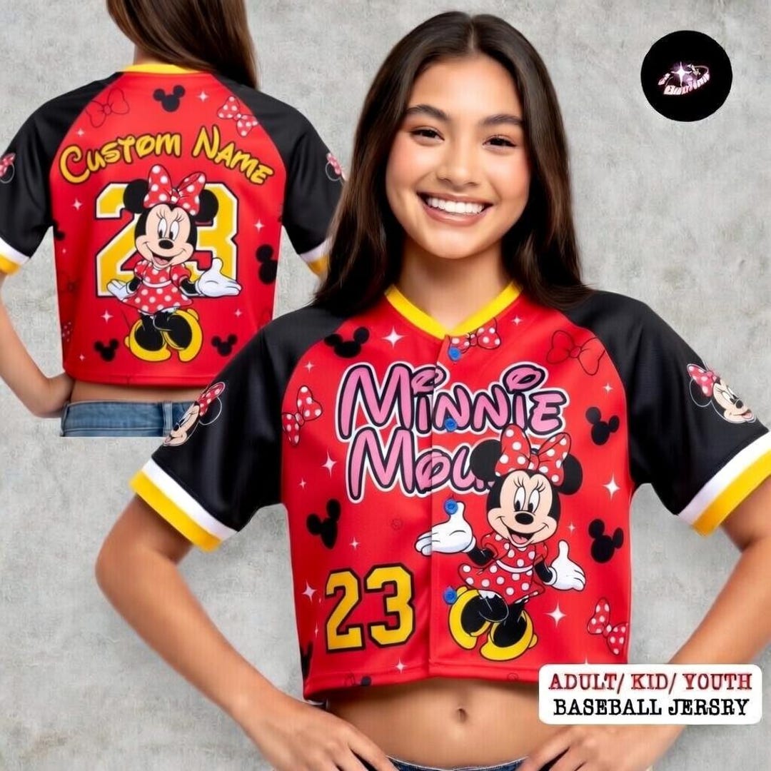 Minnie Baseball Custom Minnie Mouse Baseball Jersey, Personalized Minnie Baseball Shirt ...