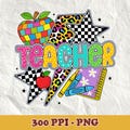 Retro Teacher Design PNG, Bow Pencil, Sublimation (Digital PNG File) product logo