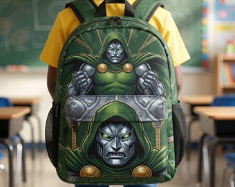 Custom Avenger Doomsday School Gear Bundle, Personalized Dr Doom Backpack Set with Lunch Bag and Pencil Pouch for Kids