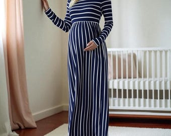 Long Sleeve Maternity Dress: Comfy Soft Autumn Winter Dress
