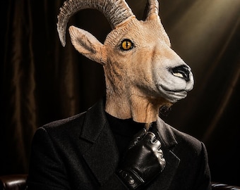 Spirito della Montagna Selvaggia – Maschera realistica a forma di testa di capra per festival, cosplay e costumi surreali