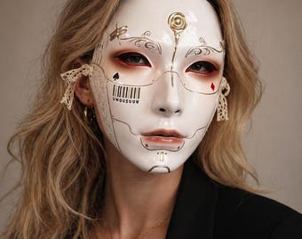 Cyberpunk Mechanical Mask, Futuristic Half Face Robot Mask, Sci Fi Cosplay Costume Accessory, Festival Halloween Photoshoot Prop