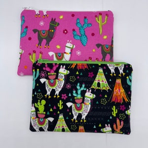 Bolsa para artículos de punto, monedero con cremallera, llamas, bolsa de algodón para manualidades, bolsa pequeña para maquillaje, organizador de carteras, porta cupones con cremallera