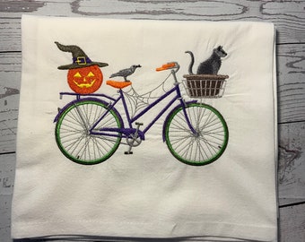 Halloween Embroidered Flour Sack Towel, Cotton Kitchen Towel, Decorative Kitchen Towel, Chef Towel, Multipurpose Towel, Farmhouse Decor