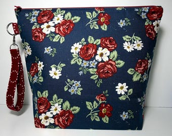 Large Patriotic Knitting Project Bag: Independence Fabric Bag with Detachable Strap