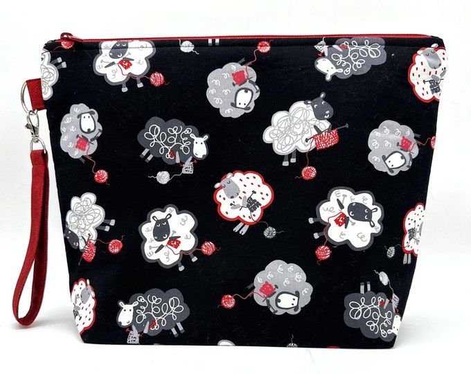 Knitting Project Bag, Crochet Project Bag, Large Project Bag, Zipper Project Bag, Yarn Bowl