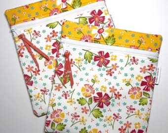 Small Cross Stitch Project Bag: In the Garden Fabric, 9x10, Needlework Organizer