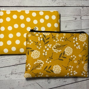 Knitting Notions Beutel, Reißverschluss-Geldbeutel, Baumwoll-Handwerk-Beutel, kleine Make-up-Tasche, Senffarben oder Punkte, Geldbeutel-Organizer, Coupon-Aufbewahrung