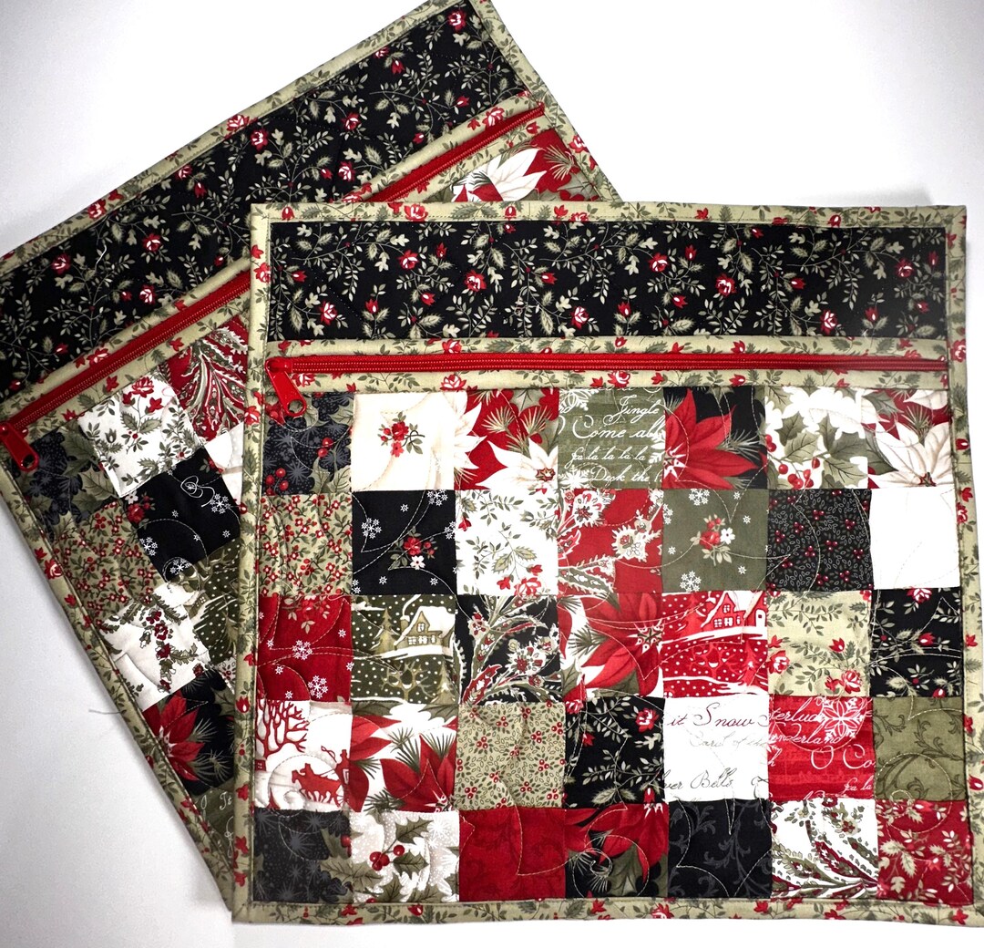 Cross Stitch Project Bag, Patchwork Quilted Project Bag, A Christmas ...