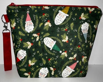 Knitting Project Bag: Christmas Santa Cotton Yarn Organizer