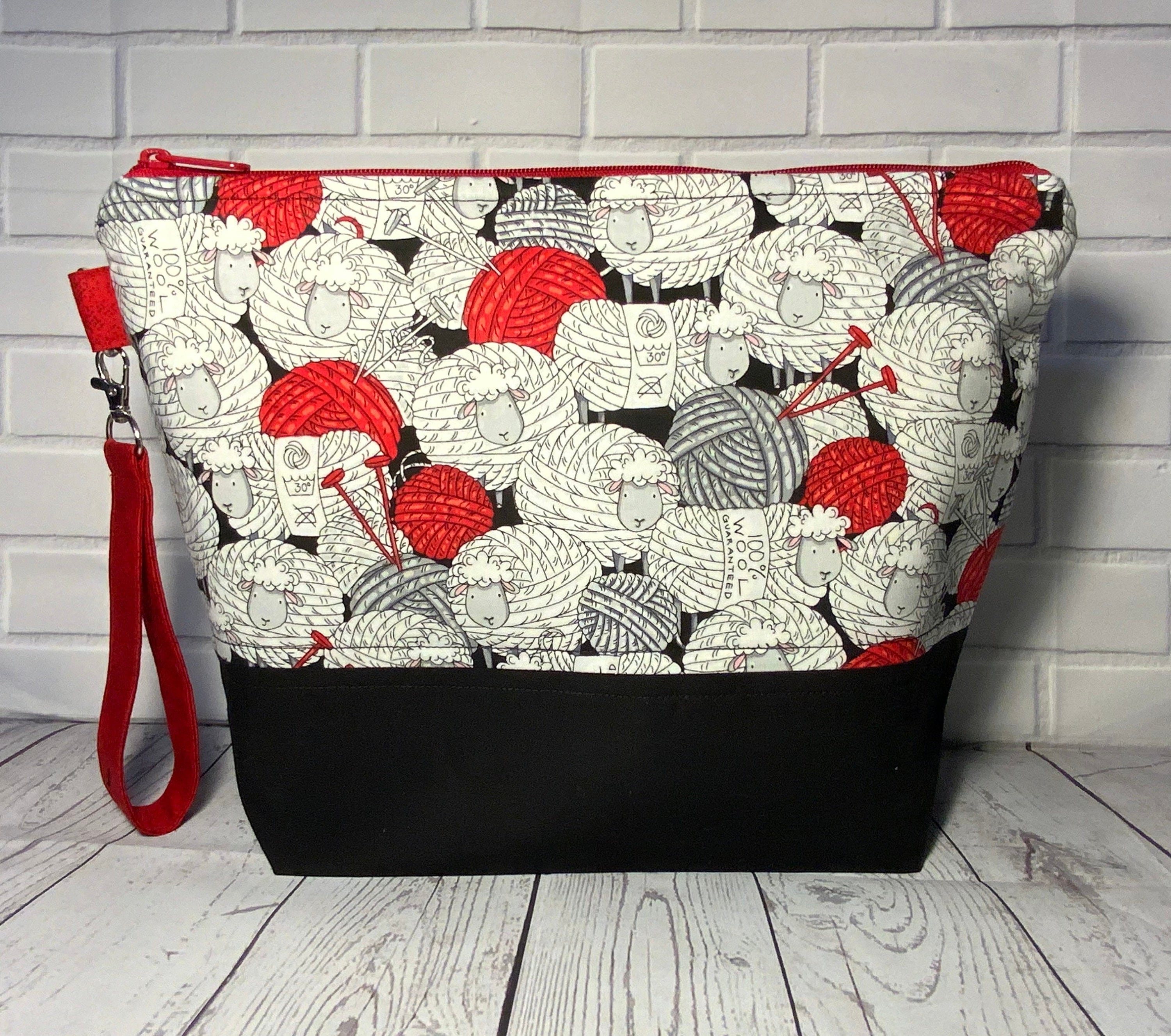 Knitting Project Bag Crochet Project Bag Large Project Bag Zipper Project Bag Yarn Bowl Sheep Themed Travel Organizer Accessory Etsy