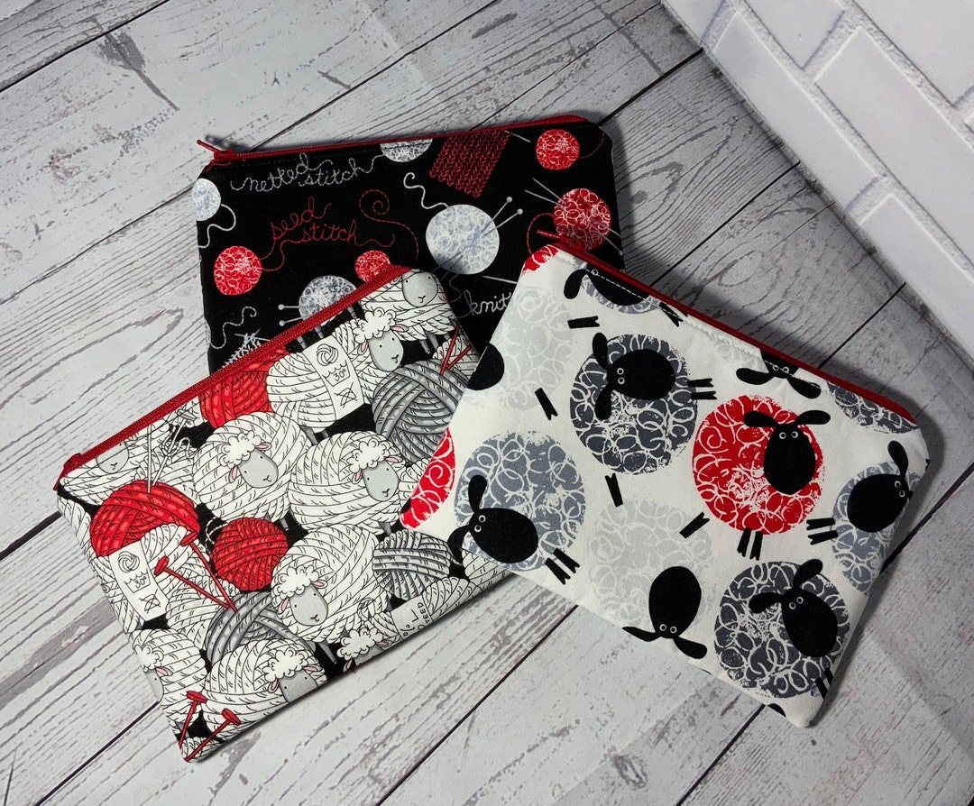 Knitting Notions Pouch Knitting Themed Zipper Coin Purse Etsy