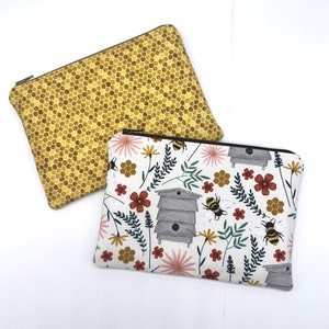 Bolsa para tejer, monedero con cremallera, diseño de panal, bolsa de algodón para manualidades, neceser pequeño, organizador de bolsos, portacupones con cremallera